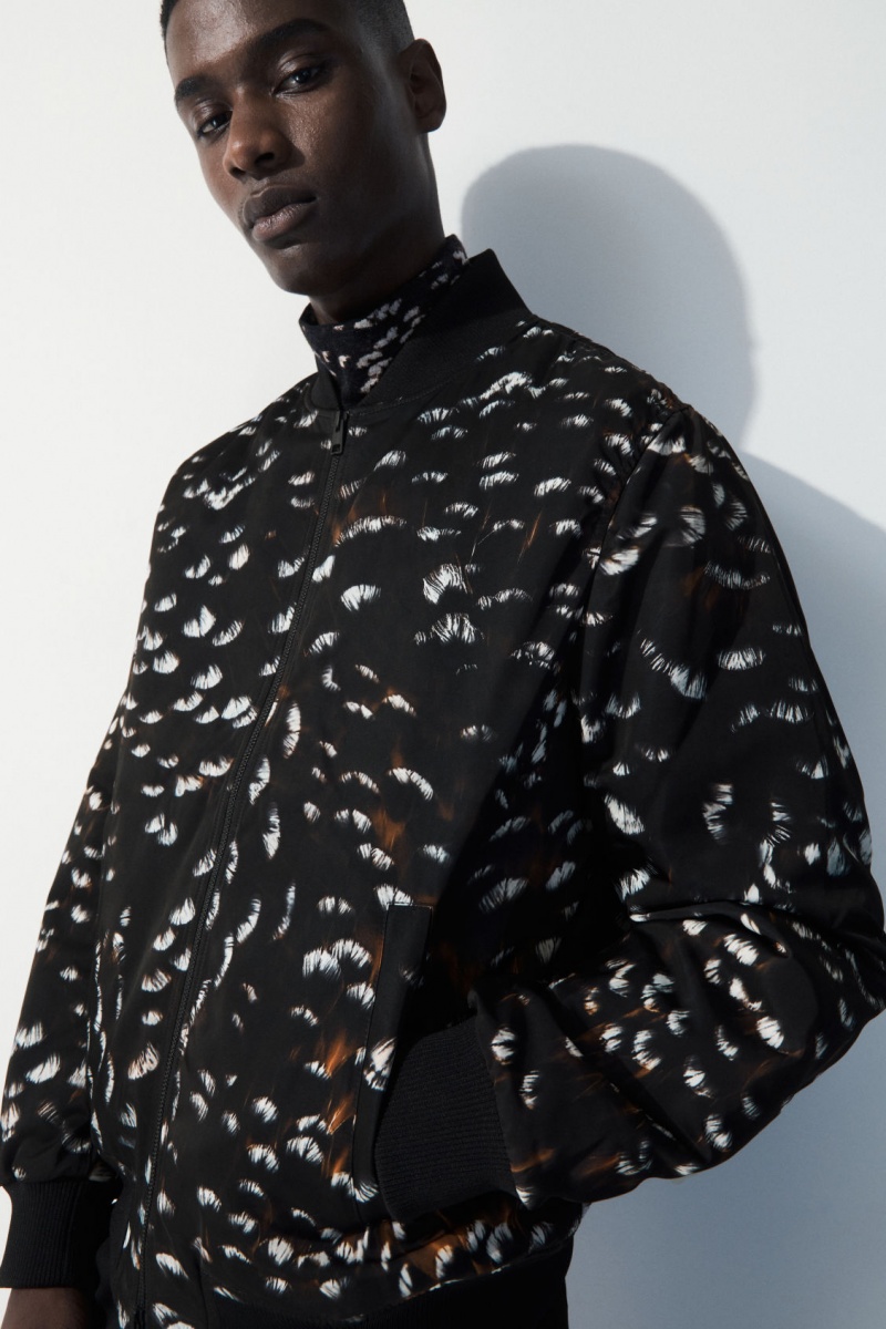 Men\'s COS The Feather-Print Bomber Jackets Black NZ-68KJDMZBC