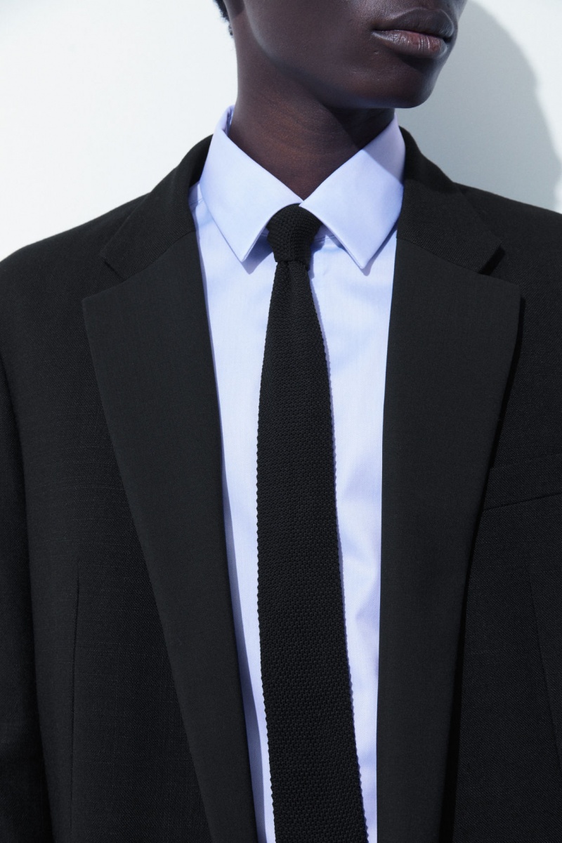 Men's COS The Knitted Silk Ties Black NZ-79TEYHNDZ