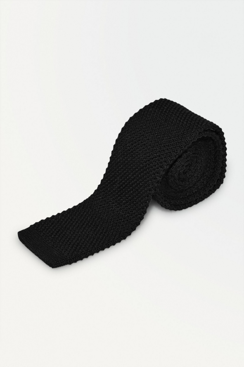 Men's COS The Knitted Silk Ties Black NZ-79TEYHNDZ
