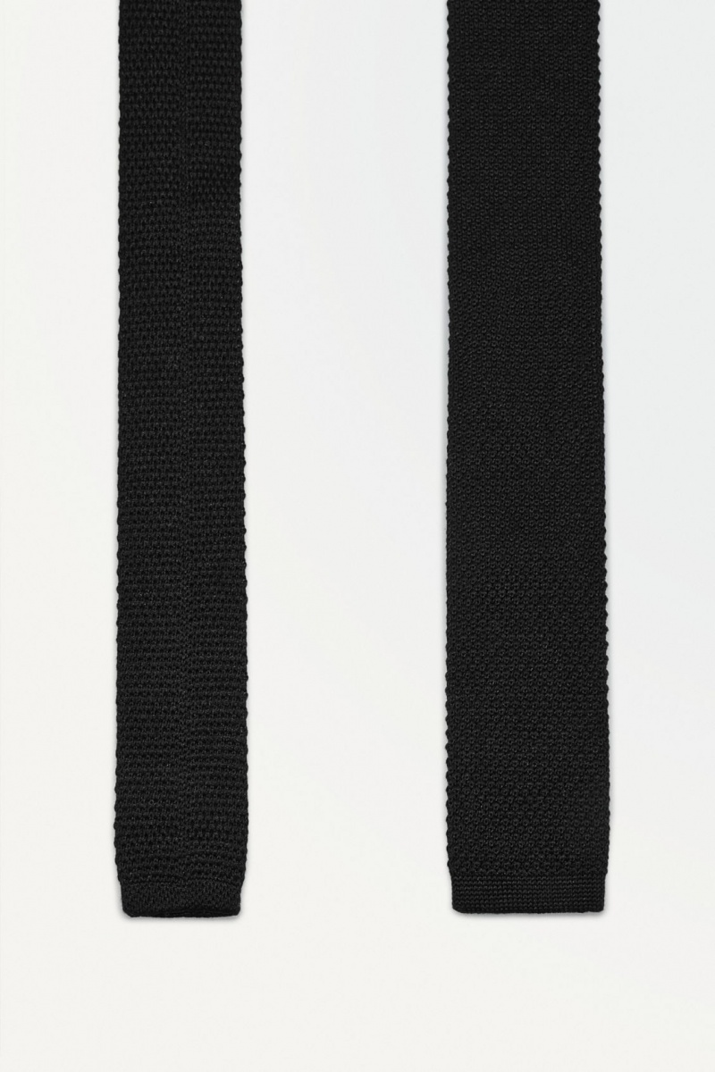Men's COS The Knitted Silk Ties Black NZ-79TEYHNDZ