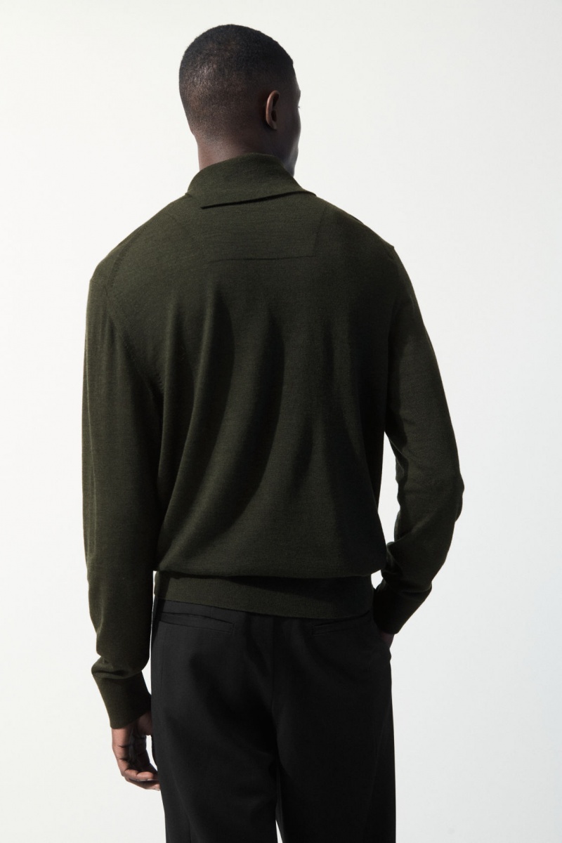 Men's COS The Merino Wool Roll-Neck Sweaters Dark Green NZ-85TAGIHDU