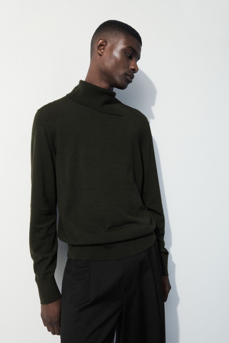 Men\'s COS The Merino Wool Roll-Neck Sweaters Dark Green NZ-85TAGIHDU