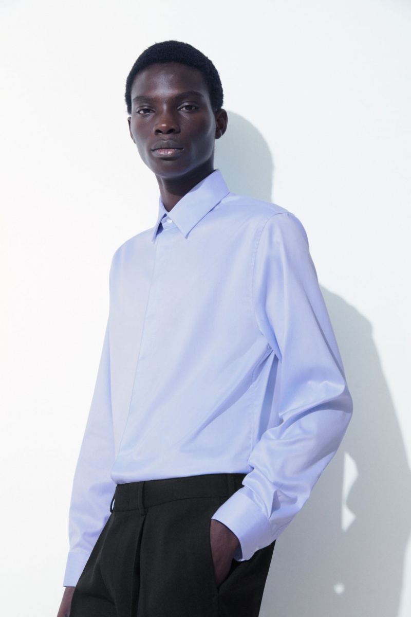 Men\'s COS The Minimal Tailored Shirts Light Blue NZ-62IXNHRYE