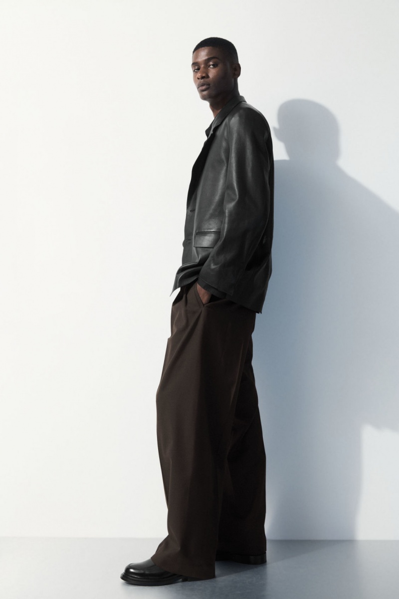 Men's COS The Pleated Wool Pants Dark Brown NZ-89RHGUAVP