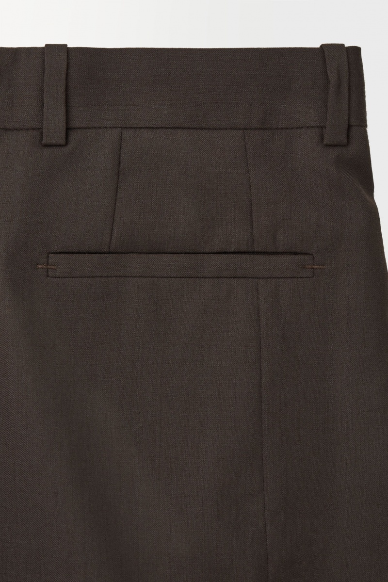 Men's COS The Pleated Wool Pants Dark Brown NZ-89RHGUAVP