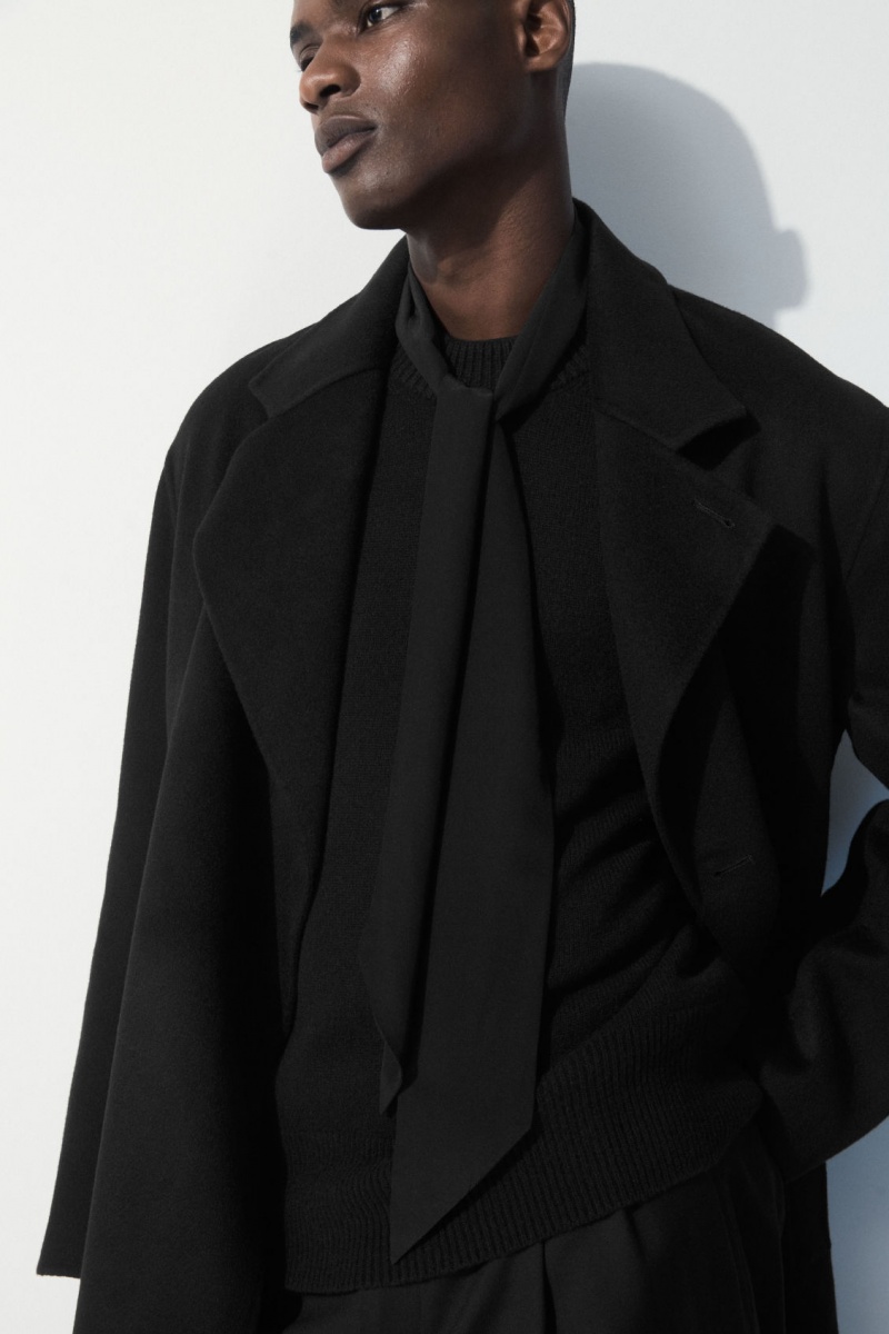 Men's COS The Pure Silk Scarf Black NZ-60EJQONKU