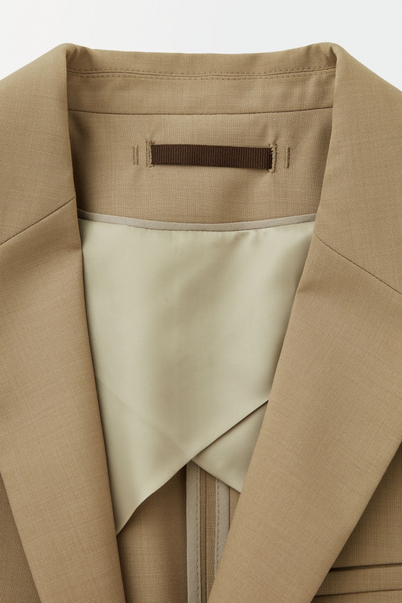 Men's COS The Single-Breasted Wool Blazer Beige NZ-63UOJLKPA
