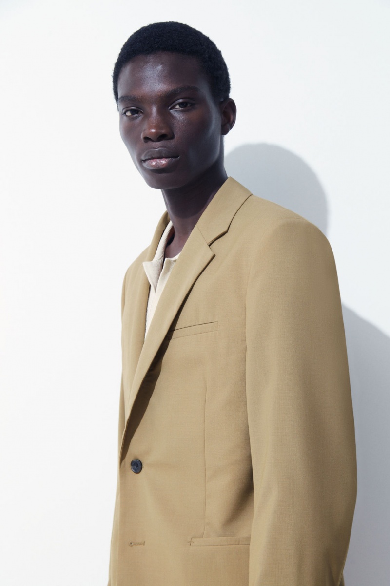 Men's COS The Single-Breasted Wool Blazer Beige NZ-63UOJLKPA