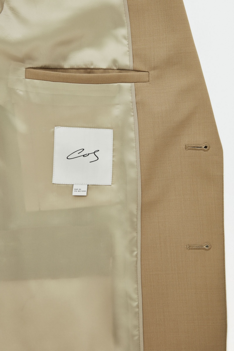 Men's COS The Single-Breasted Wool Blazer Beige NZ-63UOJLKPA