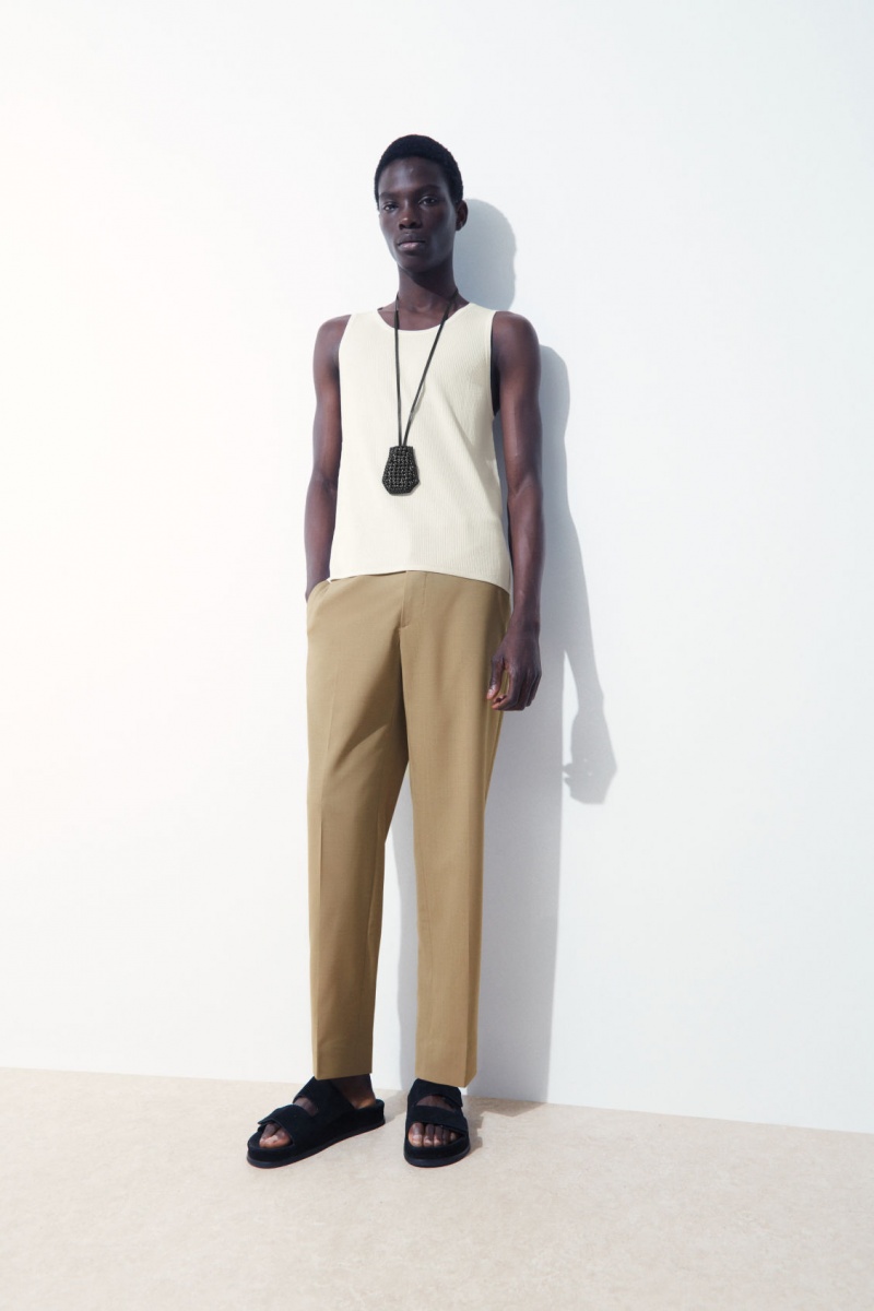 Men's COS The Straight-Leg Wool Trousers Beige NZ-04NLSWURM