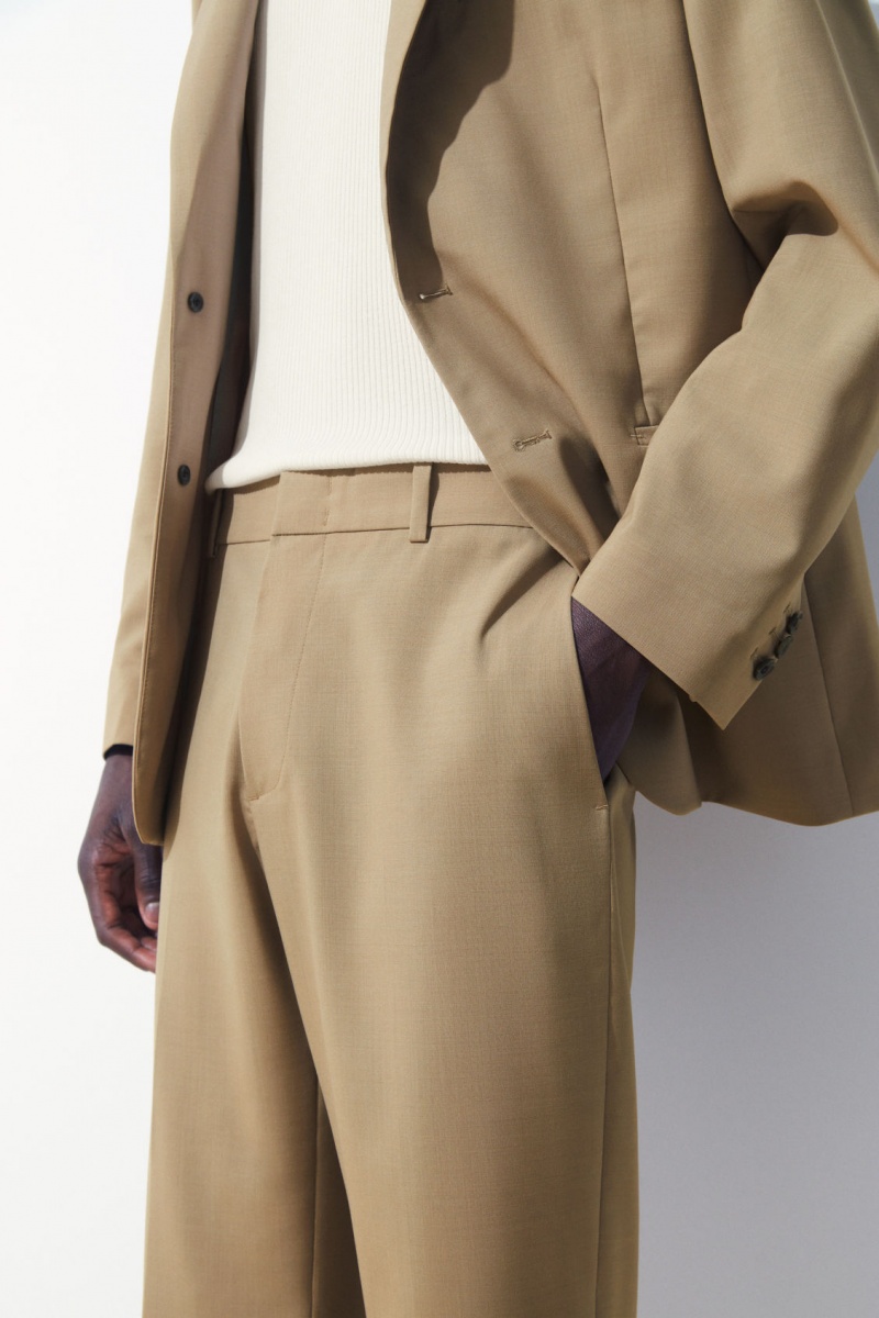 Men's COS The Straight-Leg Wool Trousers Beige NZ-04NLSWURM