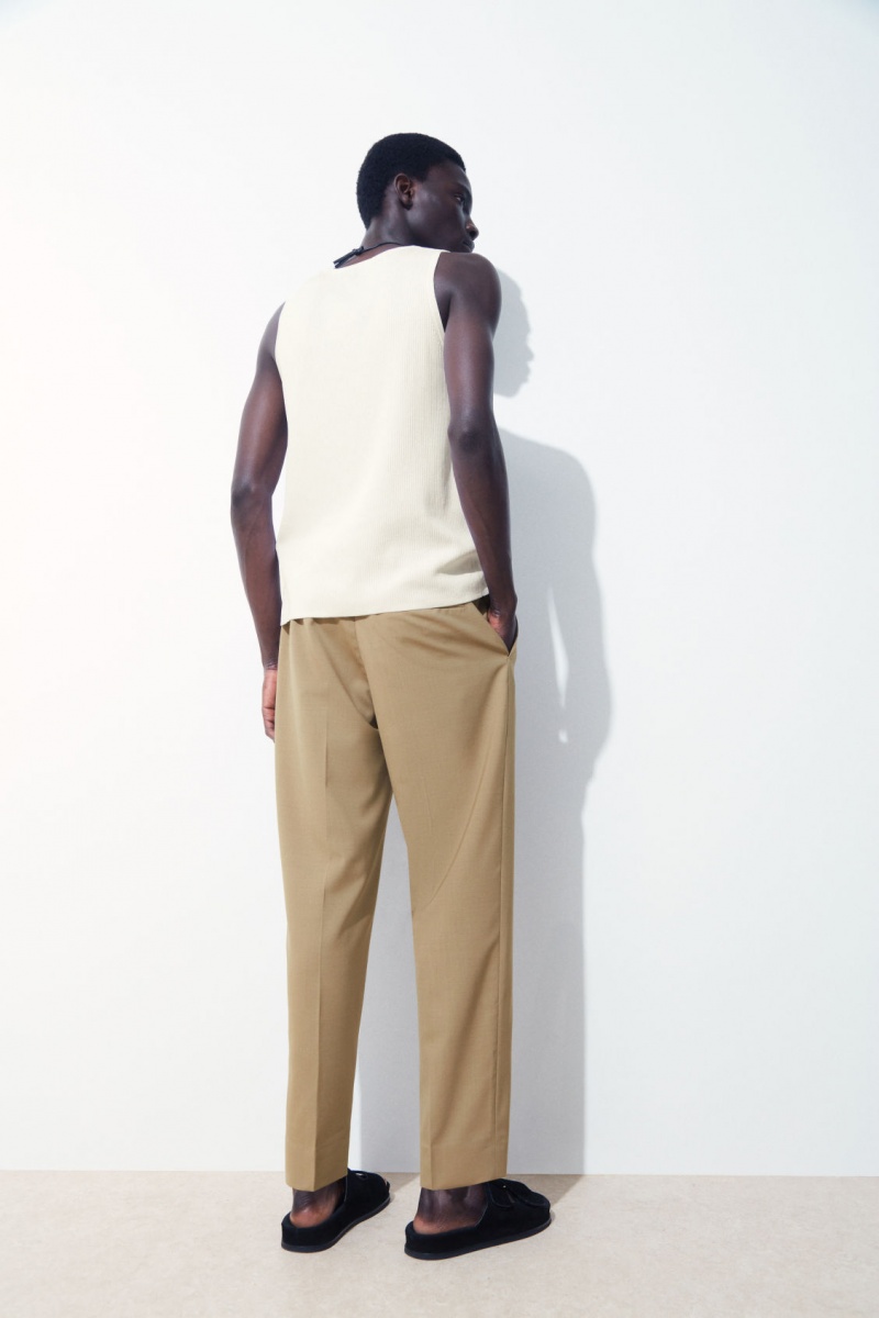 Men's COS The Straight-Leg Wool Trousers Beige NZ-04NLSWURM