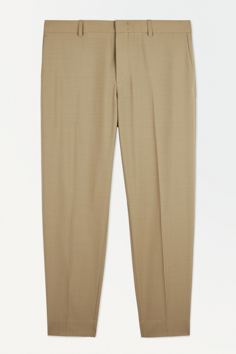 Men's COS The Straight-Leg Wool Trousers Beige NZ-04NLSWURM