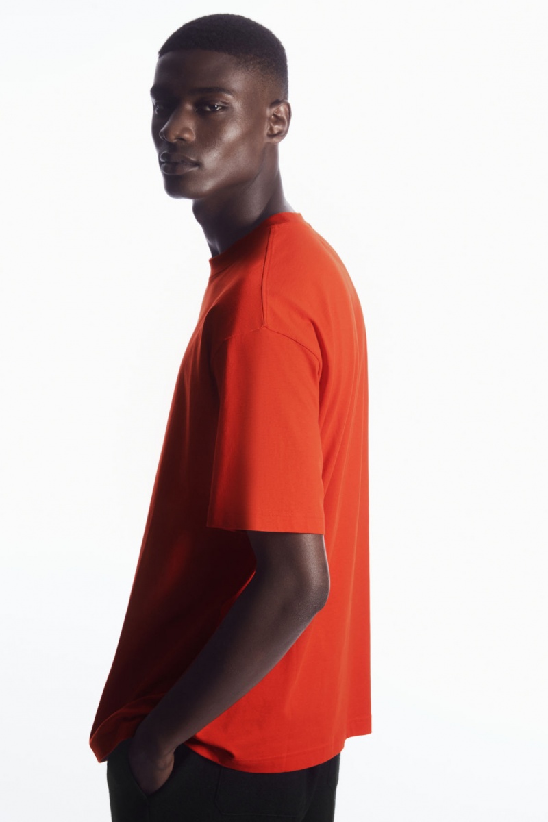 Men's COS The Super Slouch T-Shirt Orange NZ-34MWYQTHJ