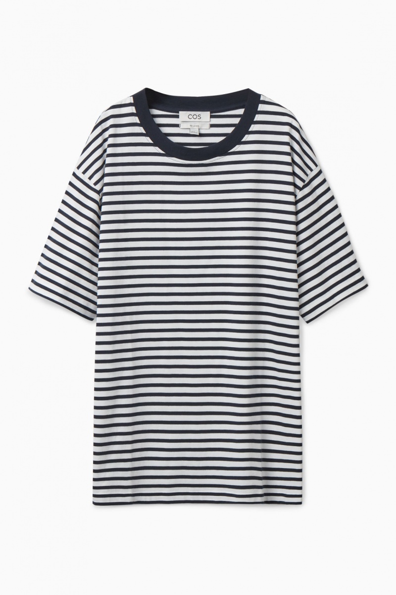Men's COS The Super Slouch T-Shirt White / Navy NZ-54OGKDIXZ