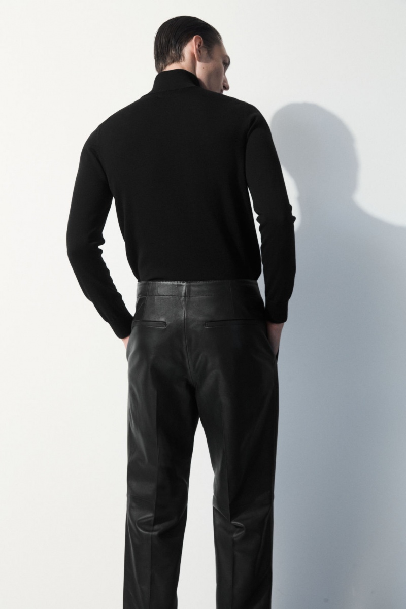 Men's COS The Tailored Leather Pants Black NZ-61LGUFEKA