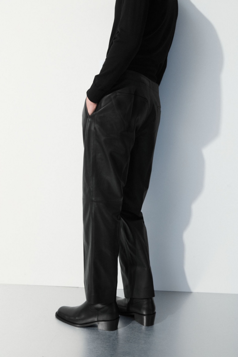 Men's COS The Tailored Leather Pants Black NZ-61LGUFEKA
