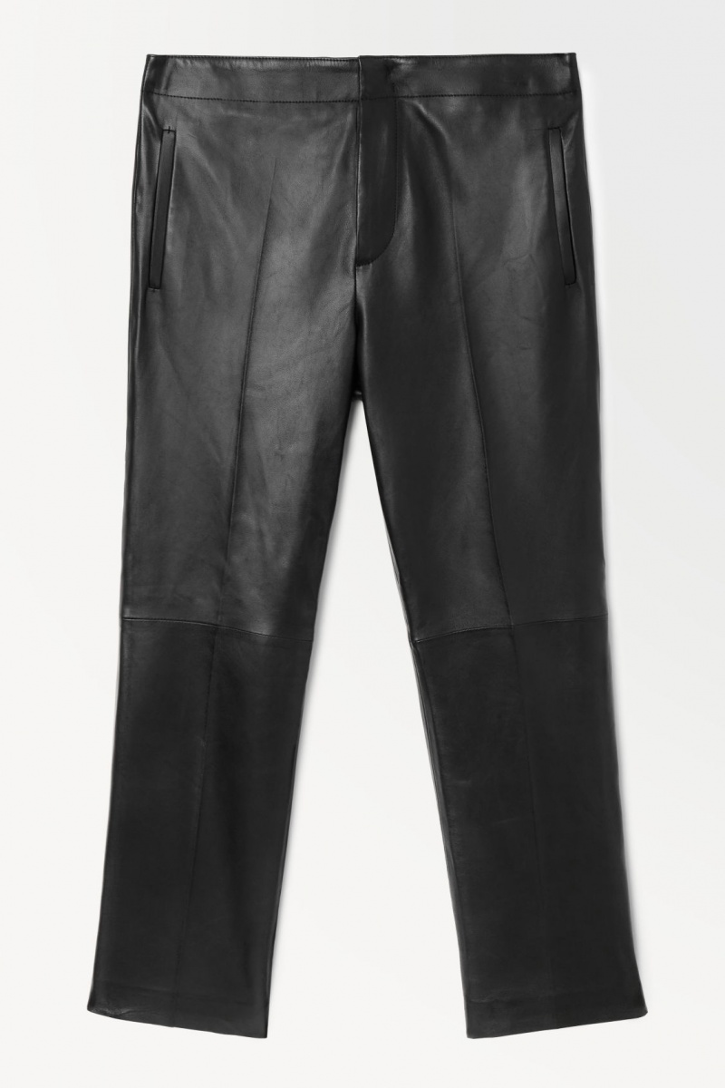 Men's COS The Tailored Leather Pants Black NZ-61LGUFEKA
