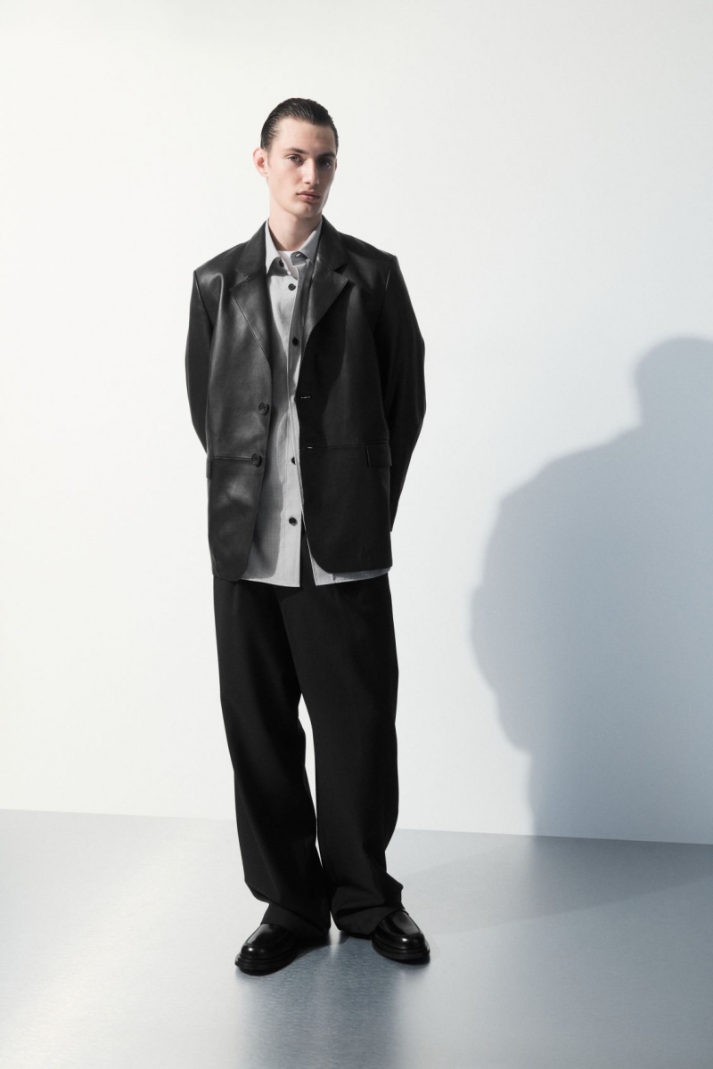 Men's COS The Tailored Wool Shirts Black / White NZ-86BNXMZLG