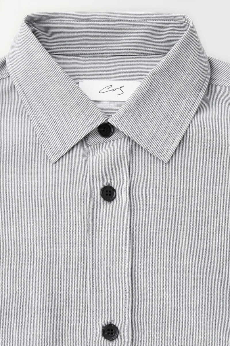 Men's COS The Tailored Wool Shirts Black / White NZ-86BNXMZLG