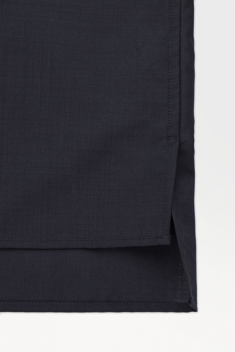 Men's COS The Tailored Wool Shirts Navy NZ-25IDETRZS