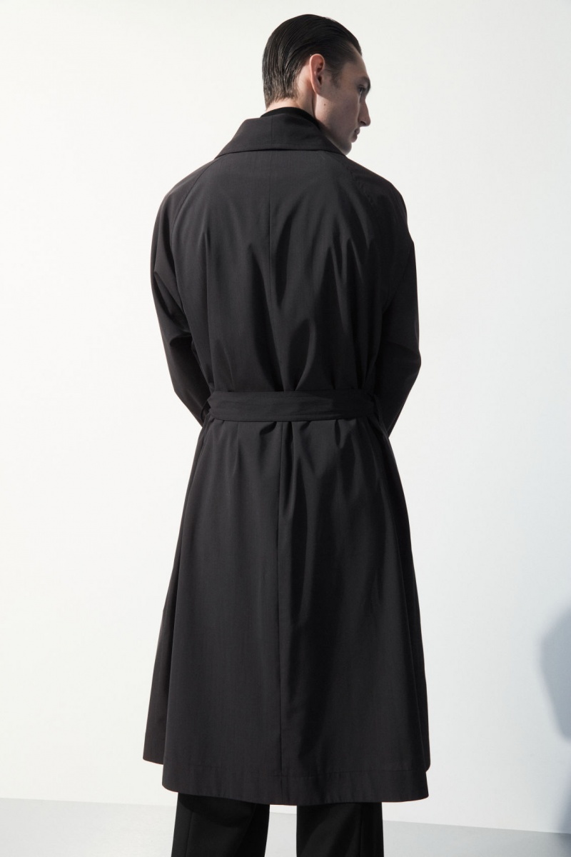 Men's COS The Technical Wool-Blend Trench Coats Dark Green NZ-10HKJPVAS