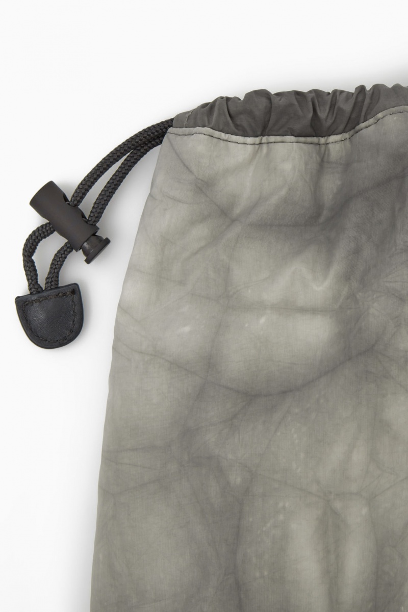 Men's COS Tie-Dye Print Drawstring Nylon Backpack Grey NZ-23CIZLOJG