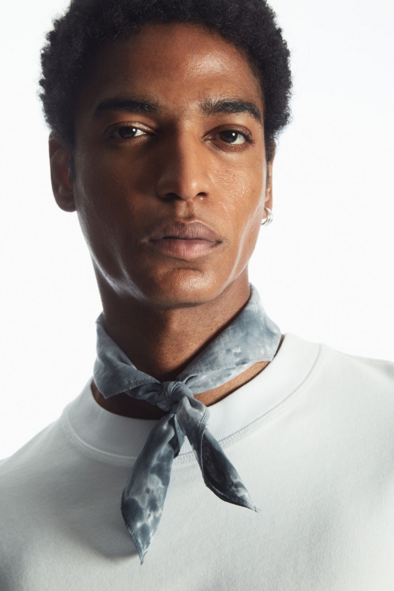 Men's COS Tie-Dye Print Neck Scarf Grey NZ-79KWIYZHO