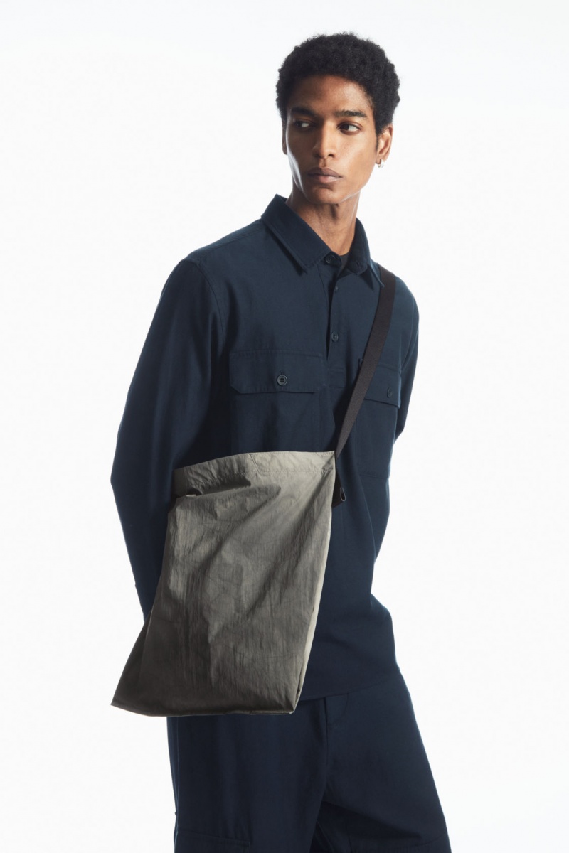 Men\'s COS Tie-Dye Print Packable Nylon Tote Bags Grey NZ-63WZIORUJ