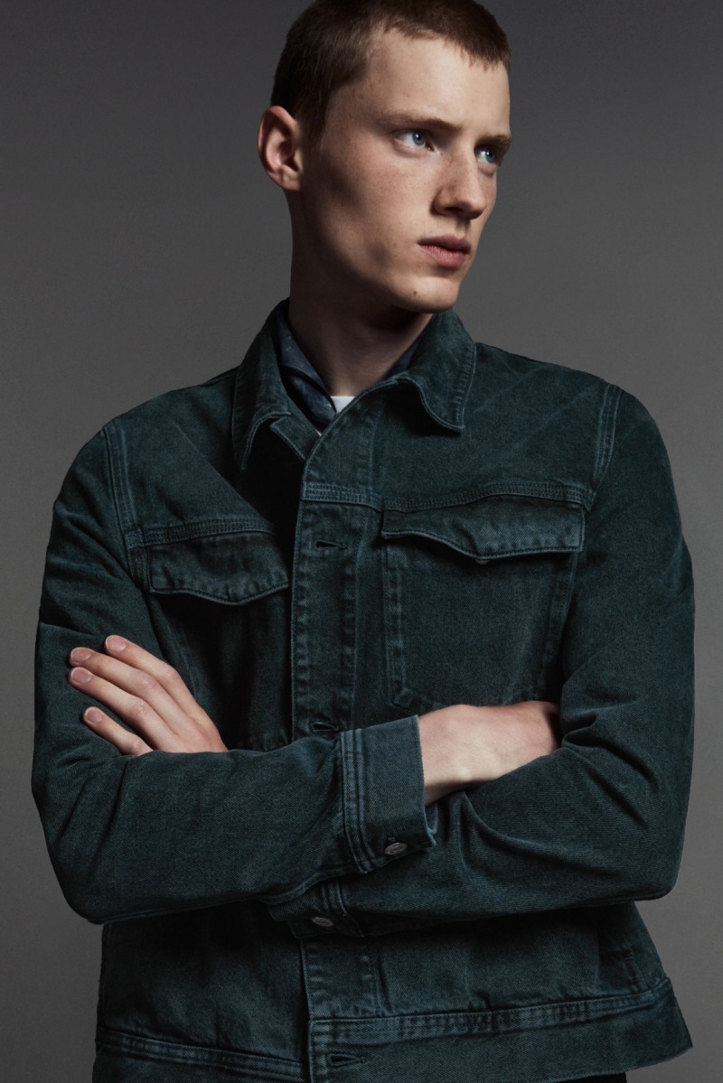 Men's COS Two-Tone Denim Jackets Green NZ-91WAFNLPO