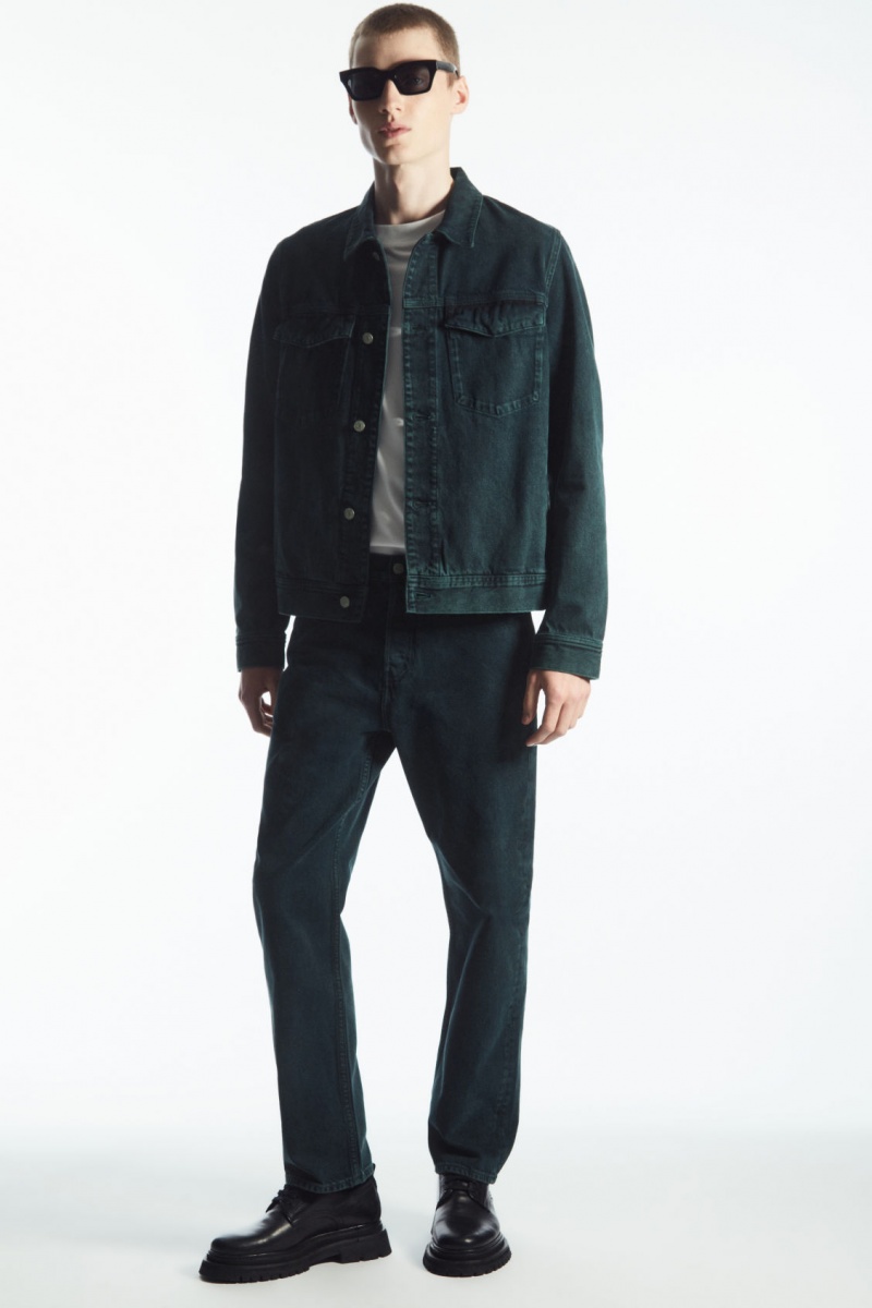 Men's COS Two-Tone Denim Jackets Green NZ-91WAFNLPO