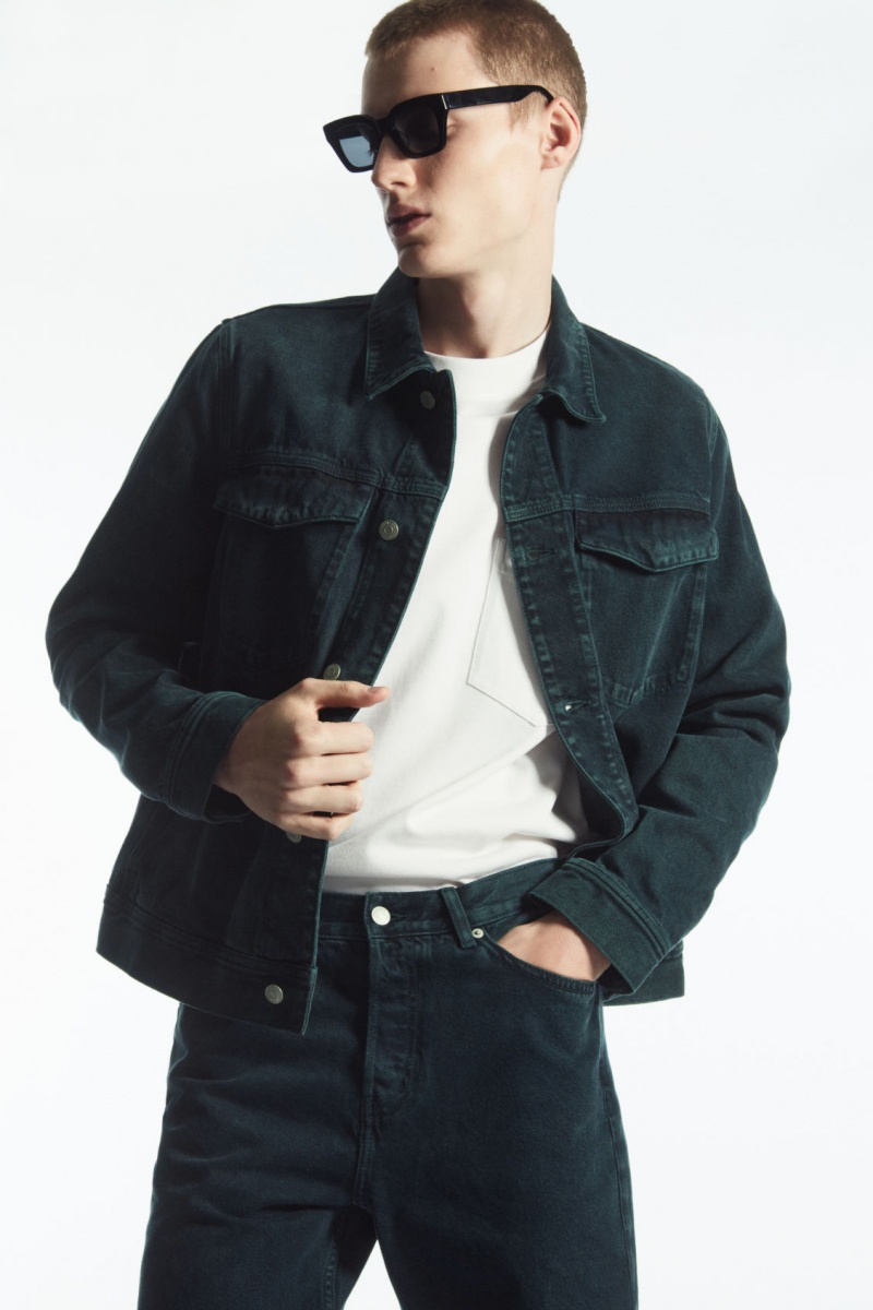 Men's COS Two-Tone Denim Jackets Green NZ-91WAFNLPO