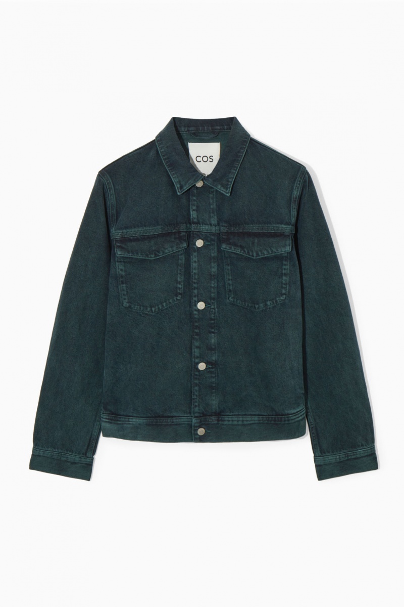 Men's COS Two-Tone Denim Jackets Green NZ-91WAFNLPO