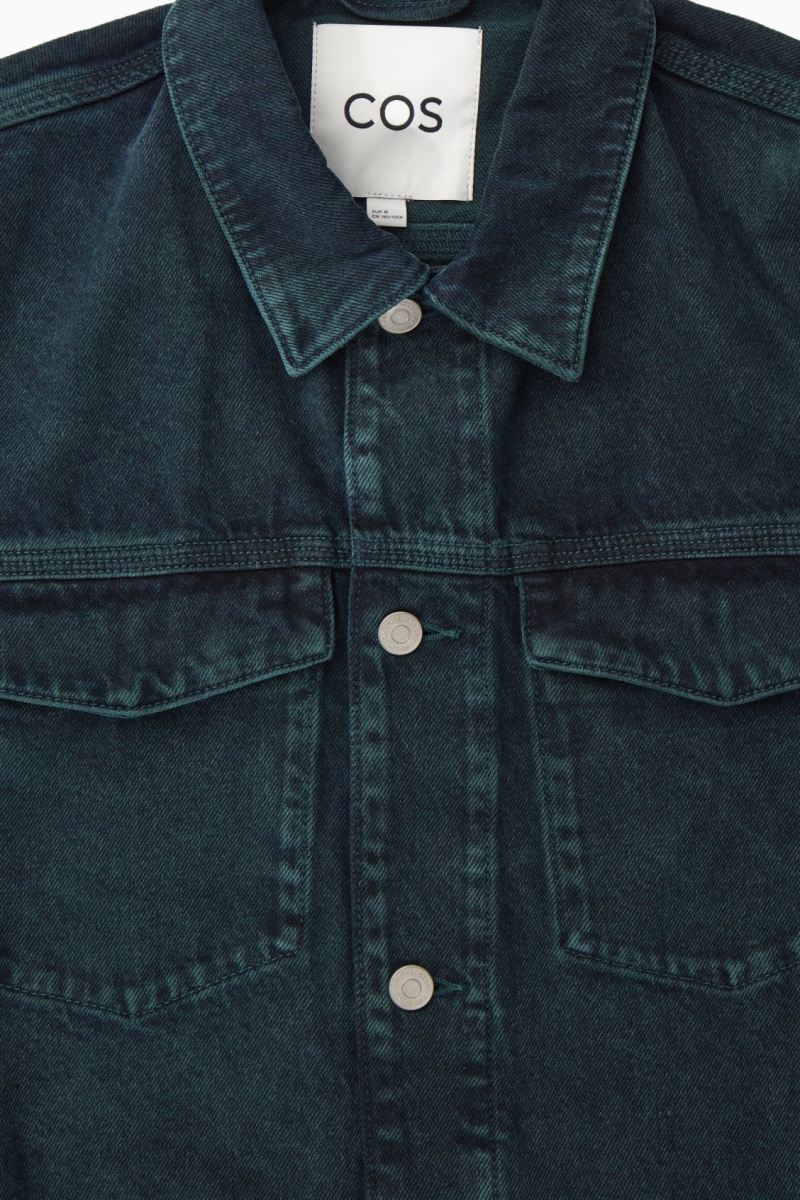Men's COS Two-Tone Denim Jackets Green NZ-91WAFNLPO