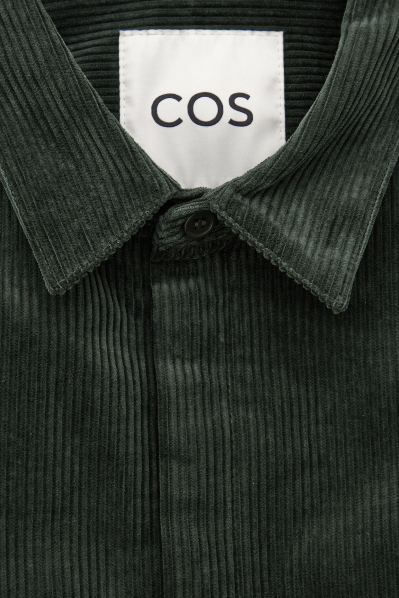 Men's COS Utility-Style Corduroy Overshirt Shirts Dark Green NZ-89ARVEBOZ