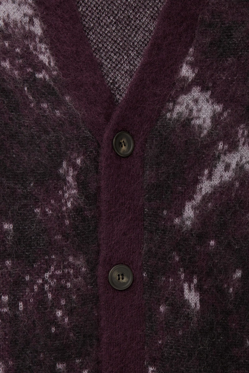 Men's COS V-Neck Brushed Mohair-Blend Cardigan Burgundy / Black NZ-59FSHUYME