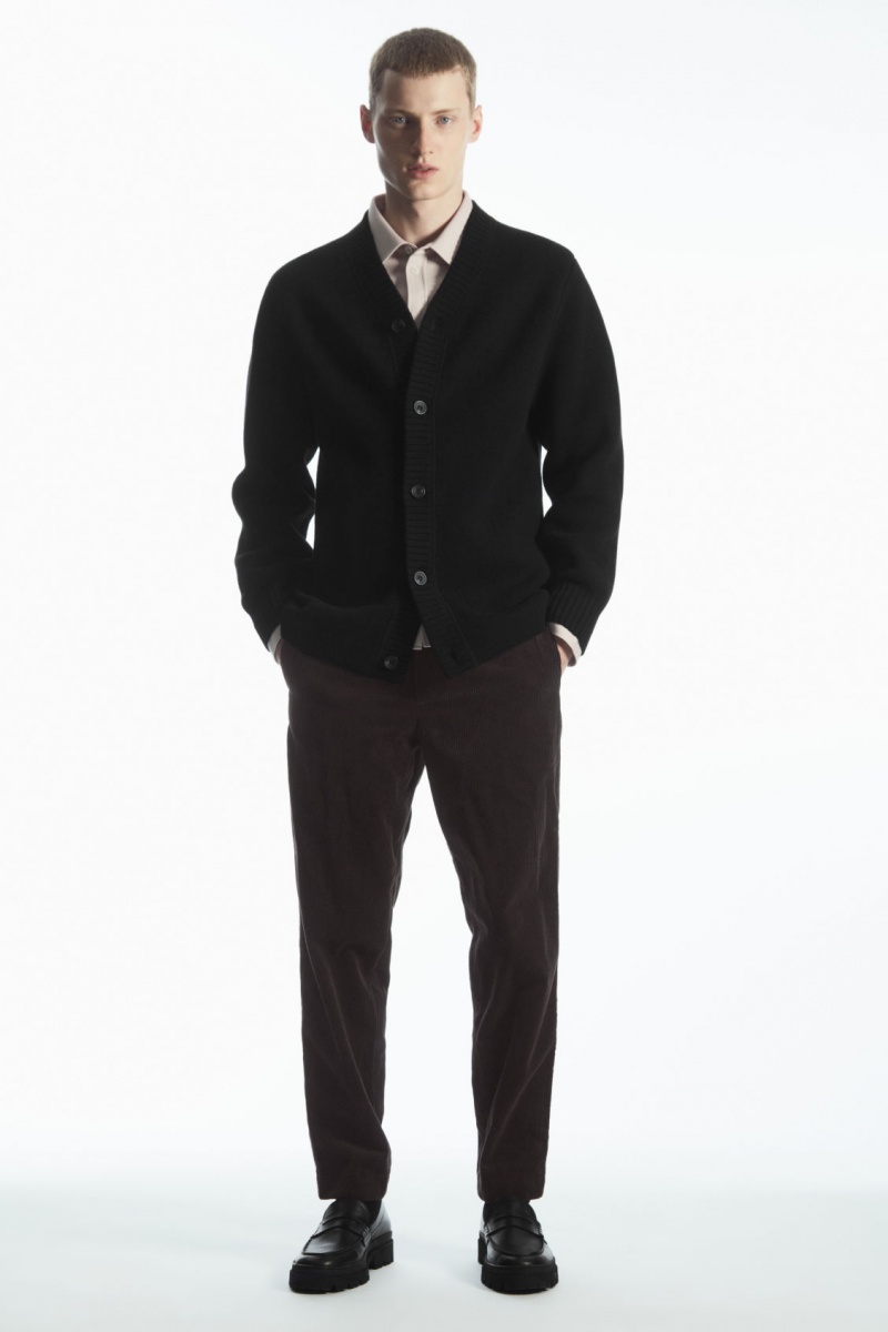 Men's COS V-Neck Wool-Blend Cardigan Black NZ-80TLJVYQA
