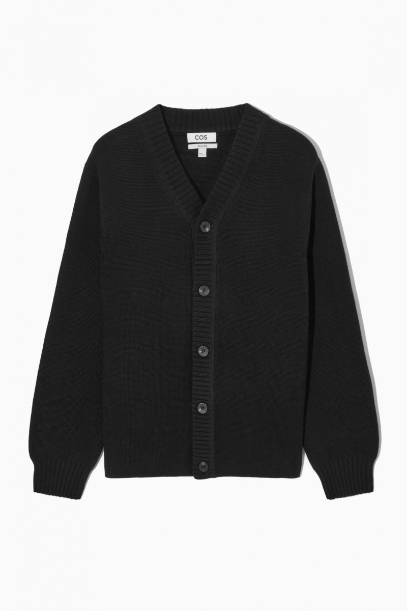 Men's COS V-Neck Wool-Blend Cardigan Black NZ-80TLJVYQA