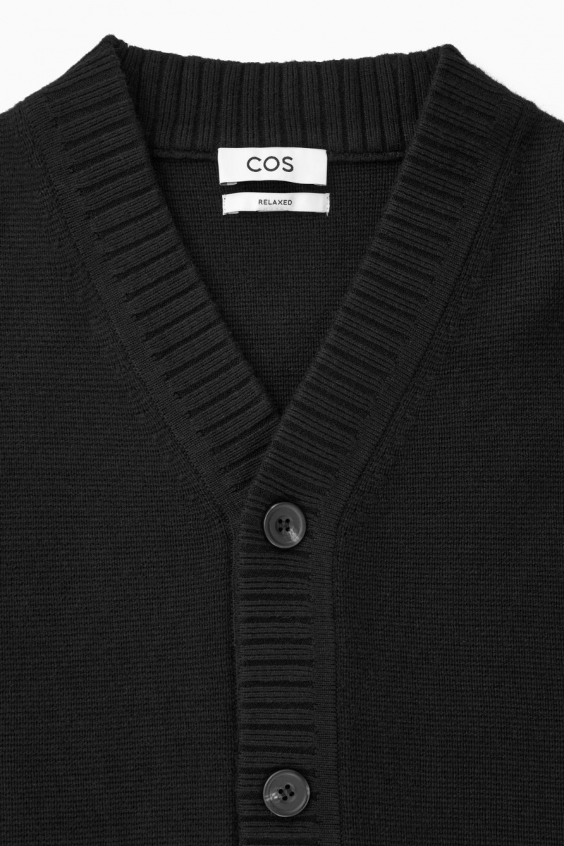 Men's COS V-Neck Wool-Blend Cardigan Black NZ-80TLJVYQA