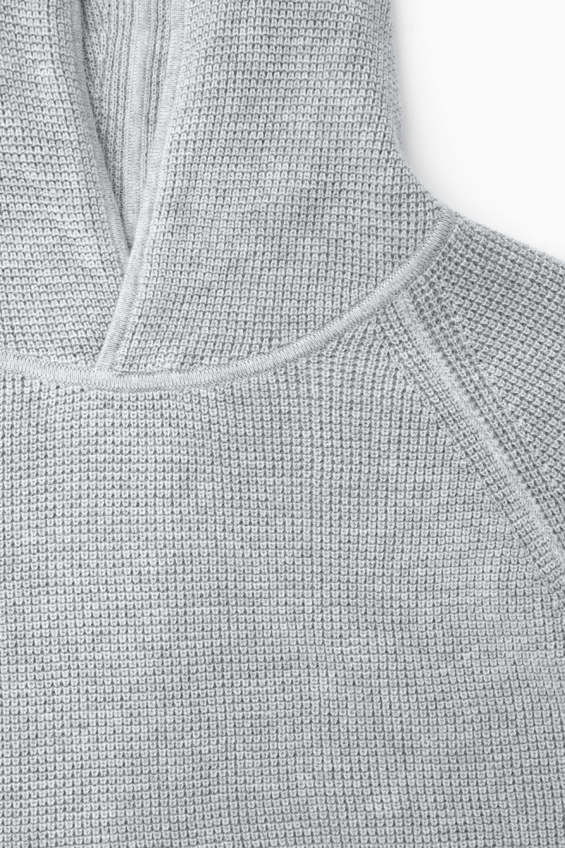 Men's COS Waffle-Knit Cashmere-Blend Hoodie Grey NZ-73TMXDGHN