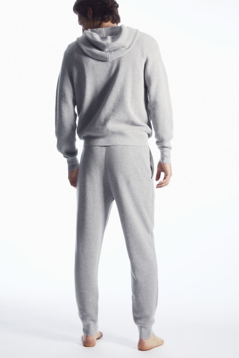 Men's COS Waffle-Knit Cashmere-Blend Joggers Grey NZ-29IKRXDWB
