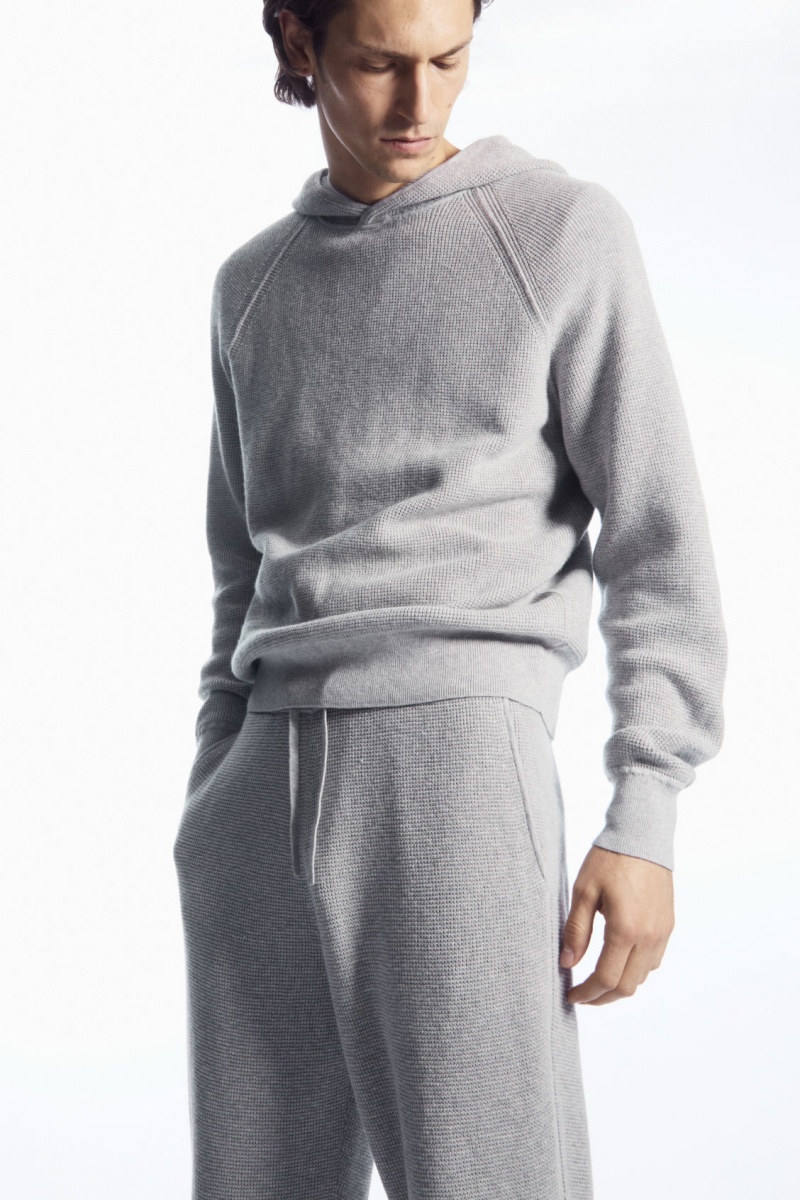 Men's COS Waffle-Knit Cashmere-Blend Joggers Grey NZ-29IKRXDWB