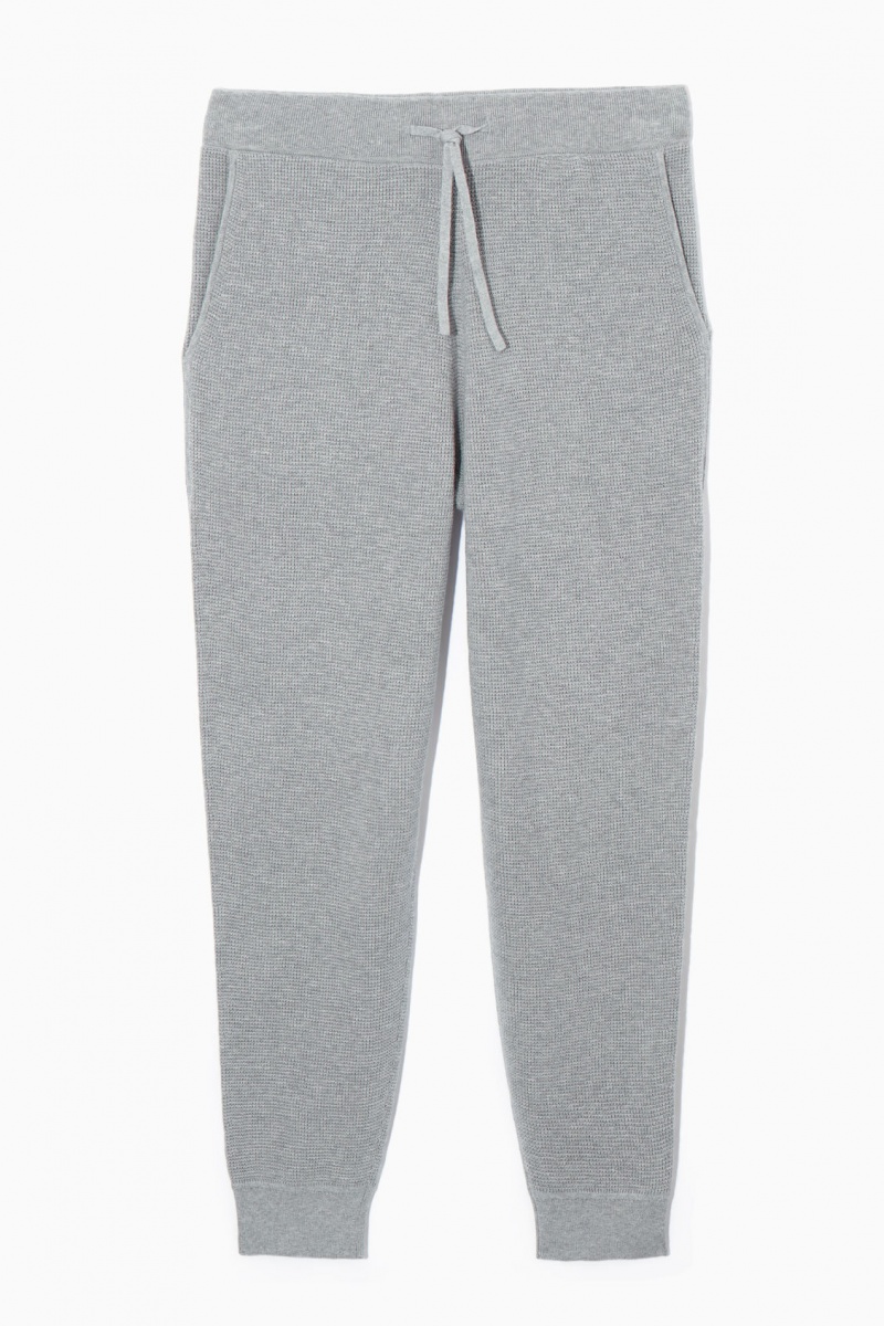 Men's COS Waffle-Knit Cashmere-Blend Joggers Grey NZ-29IKRXDWB