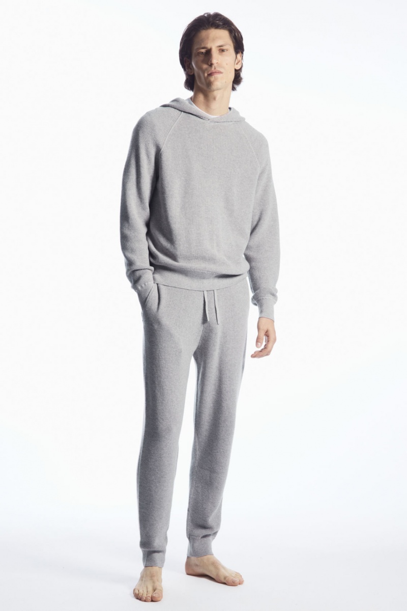 Men\'s COS Waffle-Knit Cashmere-Blend Joggers Grey NZ-29IKRXDWB