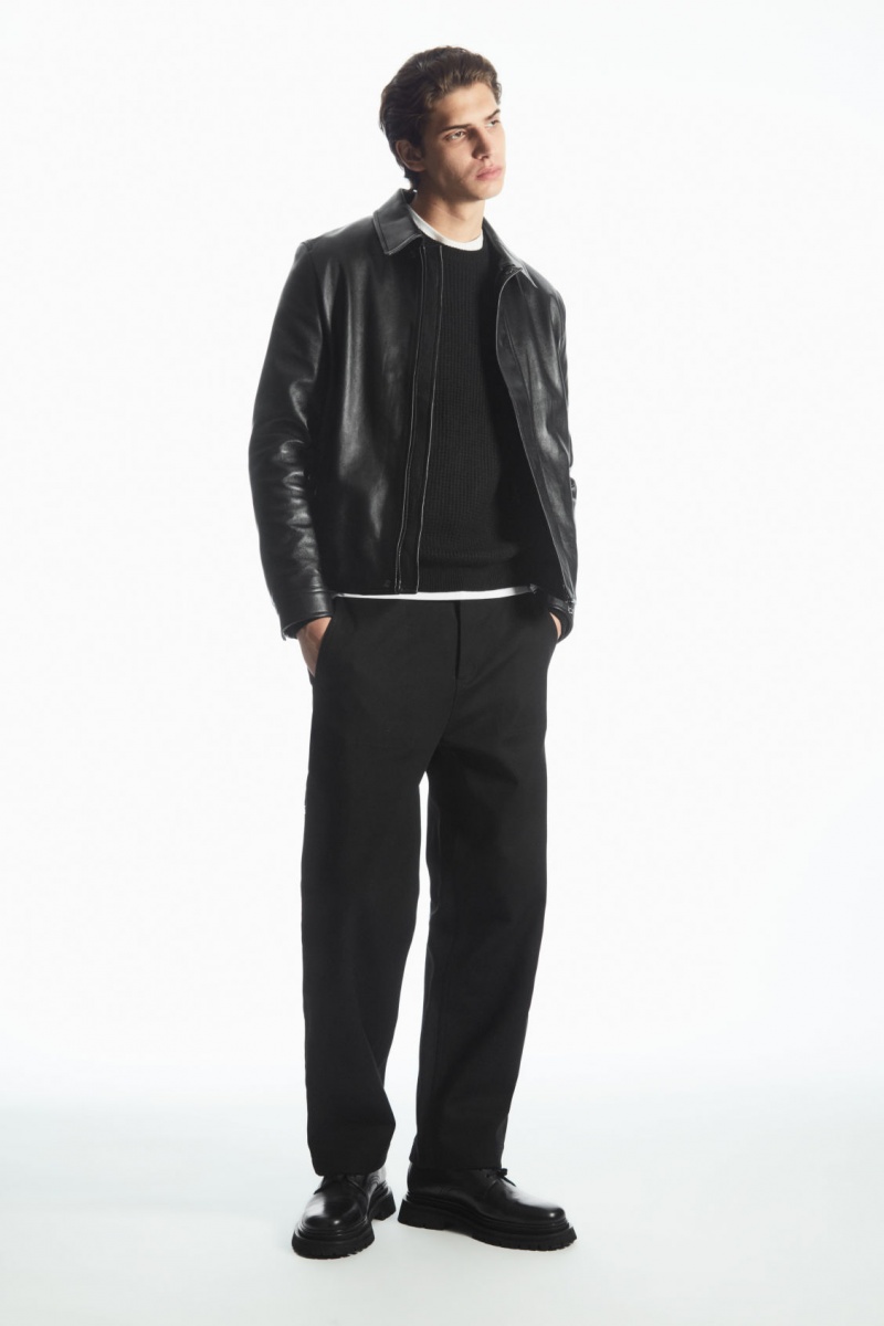 Men's COS Waffle-Knit Pure Cashmere Sweaters Black NZ-37PVEWAZS
