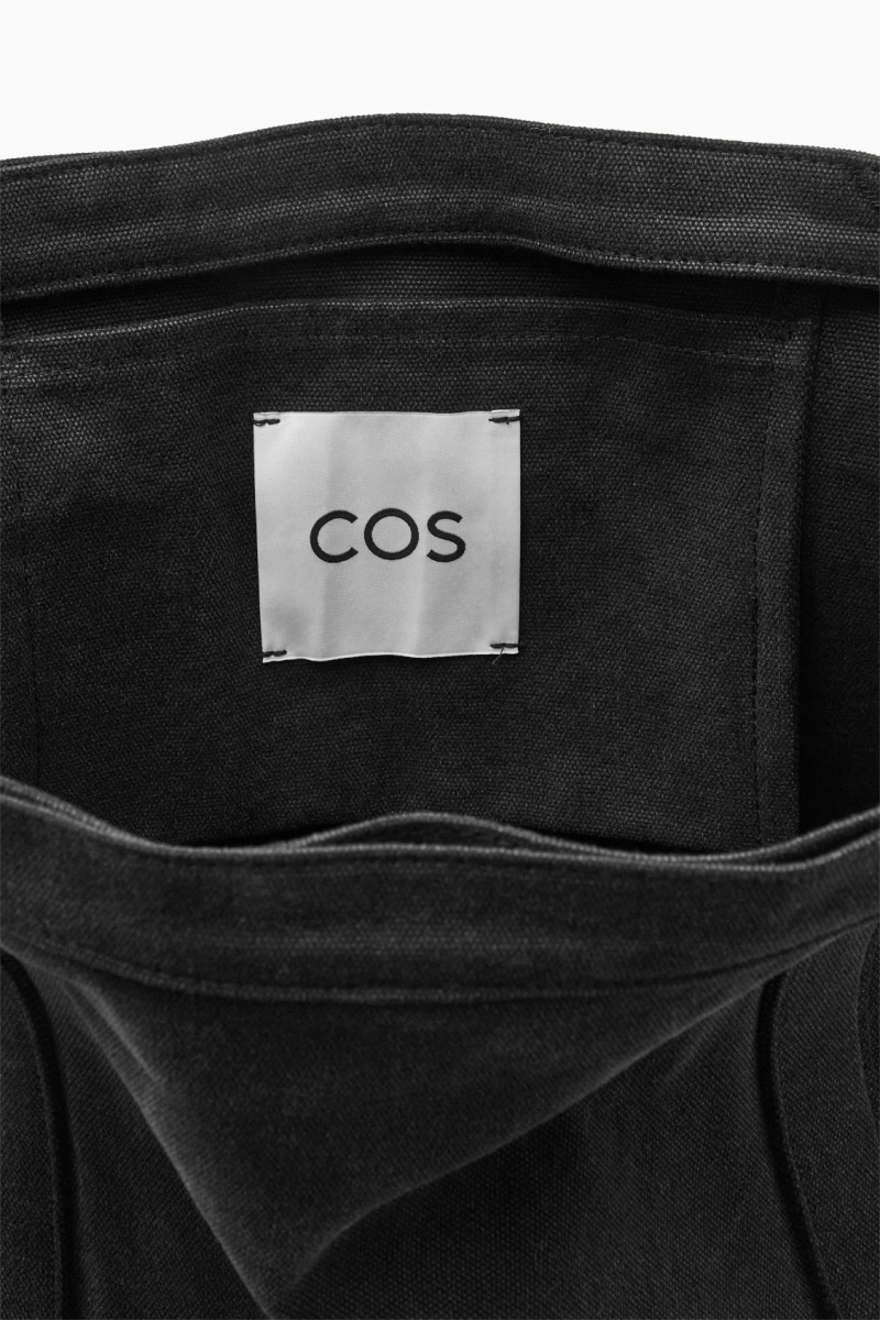 Men's COS Washed-Cotton Tote Bags Black NZ-64TCOWUPY