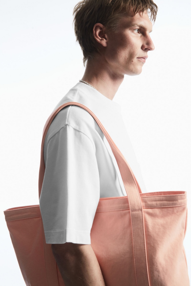 Men's COS Washed-Cotton Tote Bags Orange NZ-03RXZIECT