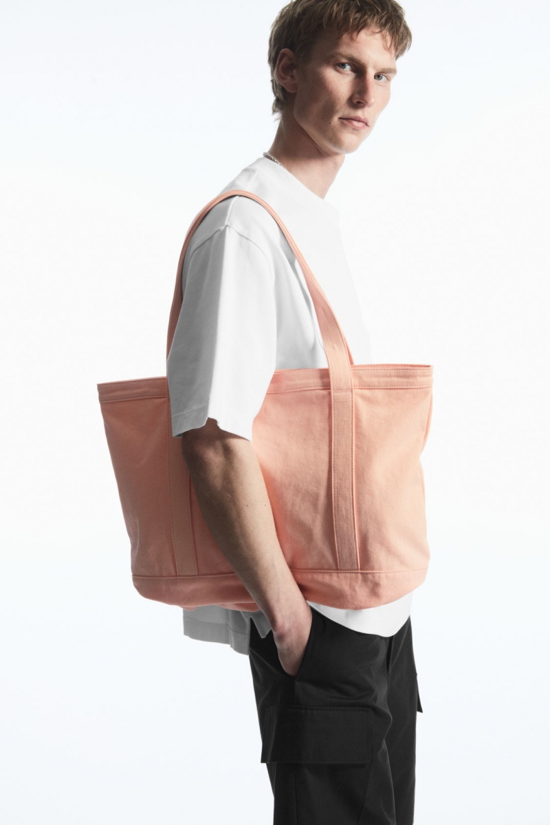 Men\'s COS Washed-Cotton Tote Bags Orange NZ-03RXZIECT