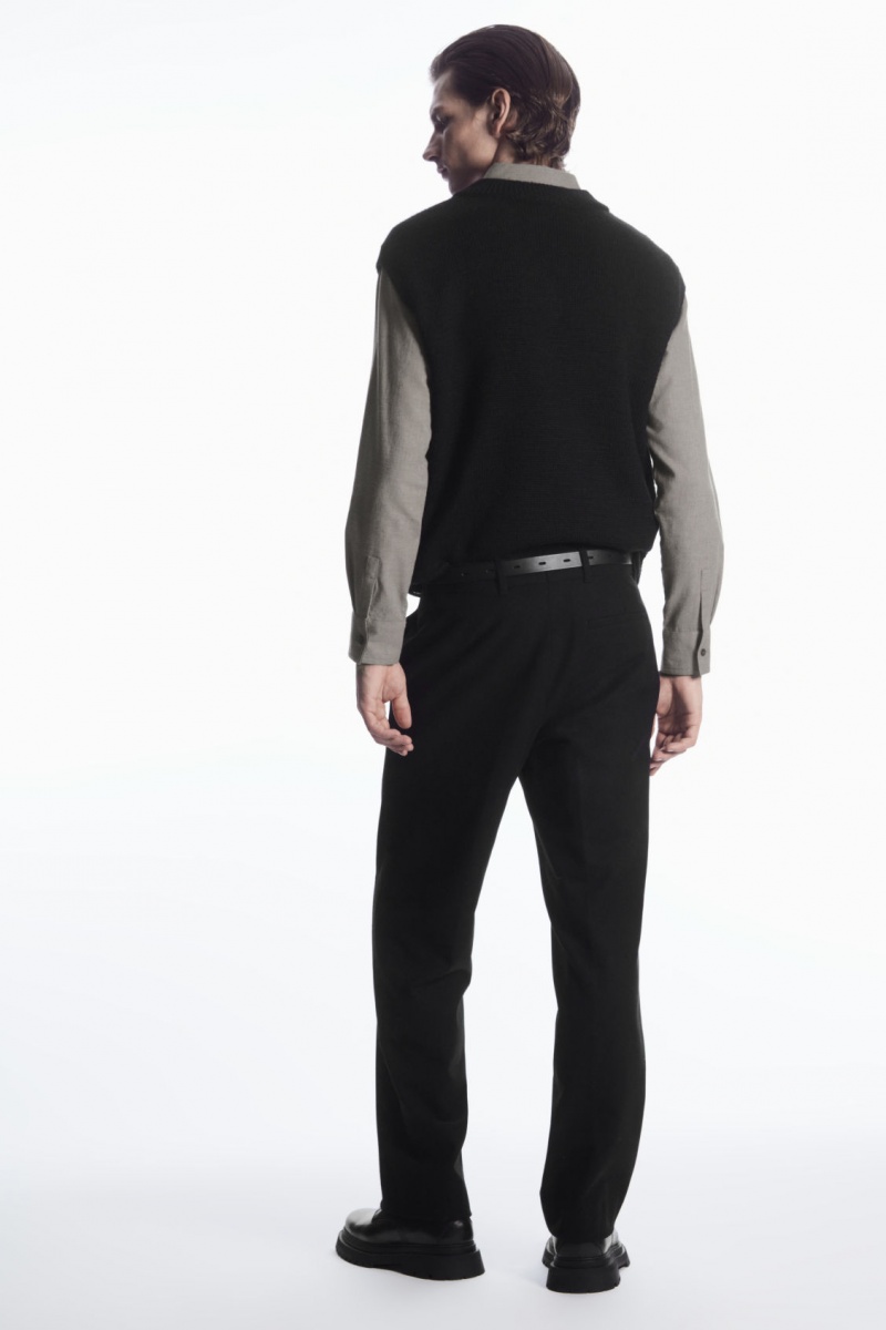 Men's COS Wool-Blend Relaxed Tailored Pants Black NZ-63DHKVIWG