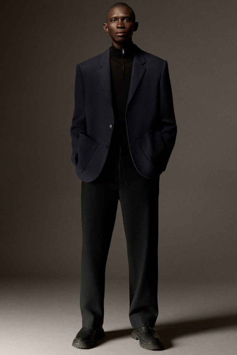 Men's COS Wool-Blend Relaxed Tailored Pants Black NZ-63DHKVIWG